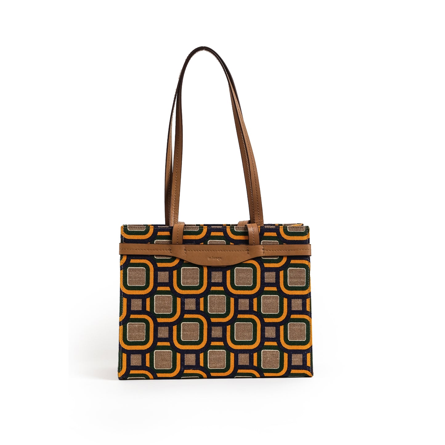 Fabric & Leather Tote Bag Medium Mixed Colors