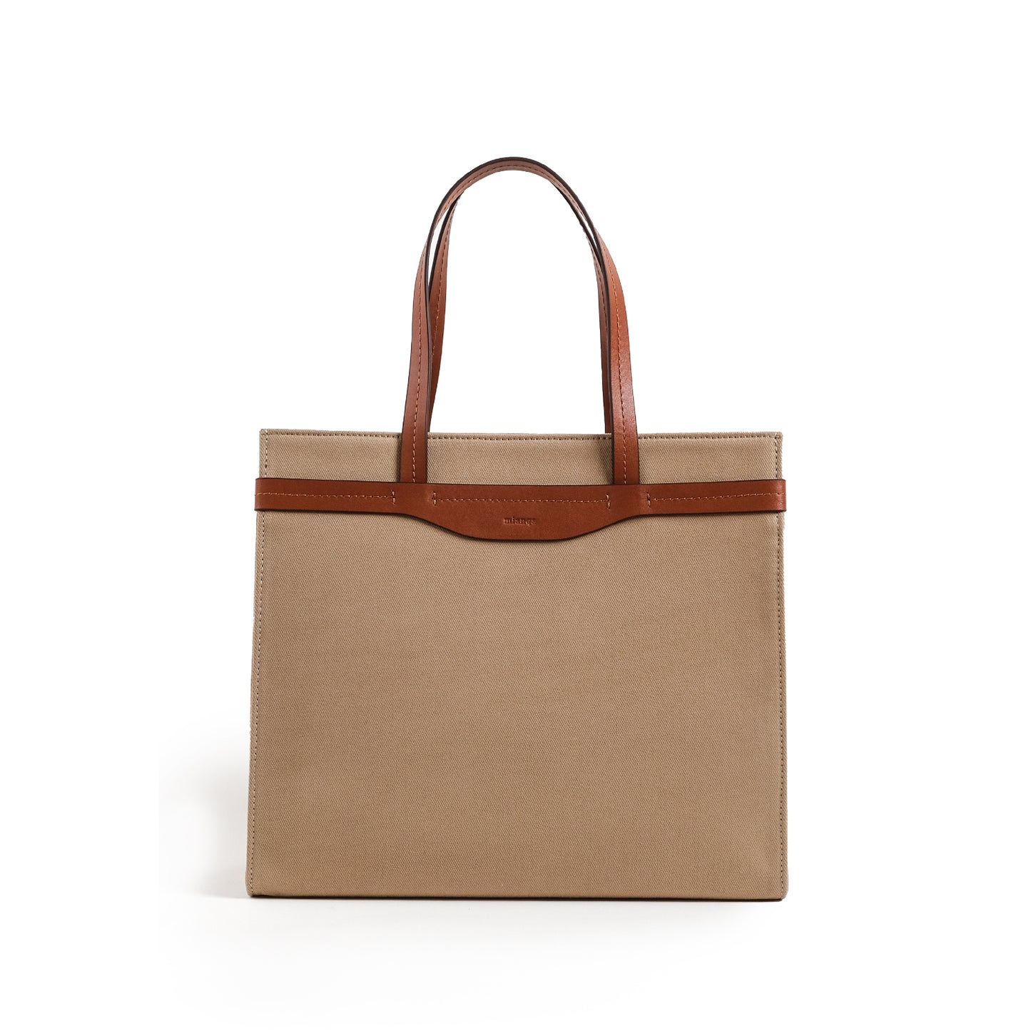 Fabric & Leather Tote Bag Large Bej
