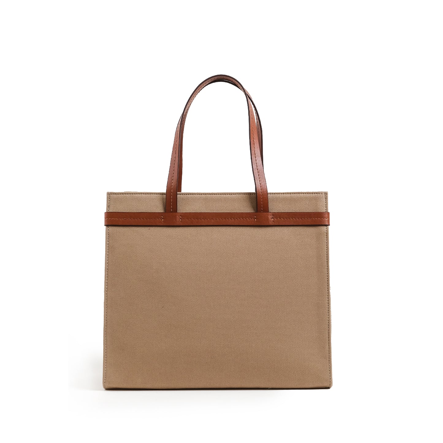 Fabric & Leather Tote Bag Large Bej