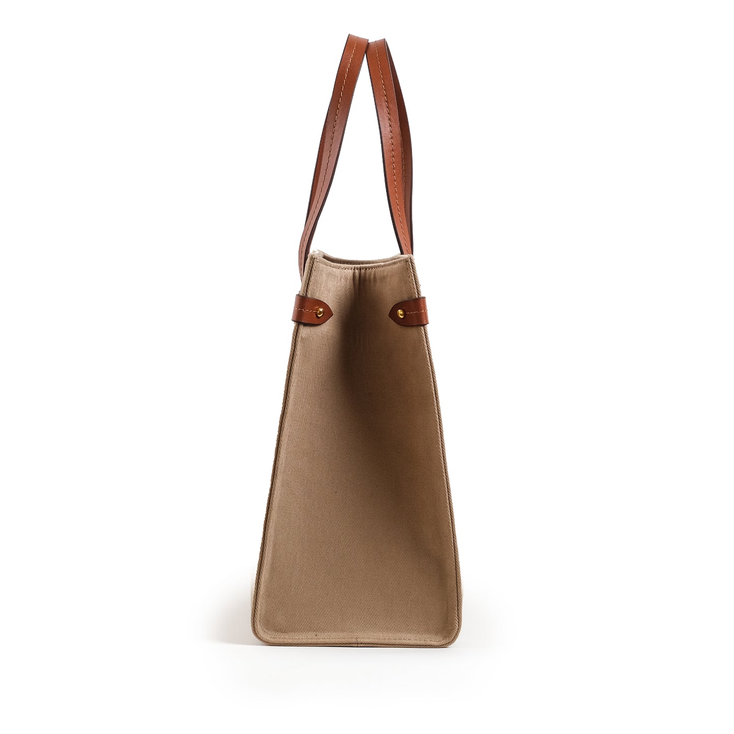 Fabric & Leather Tote Bag Large Bej