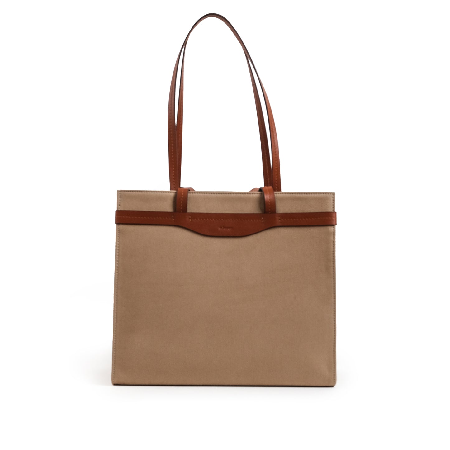Fabric & Leather Tote Bag Large Bej