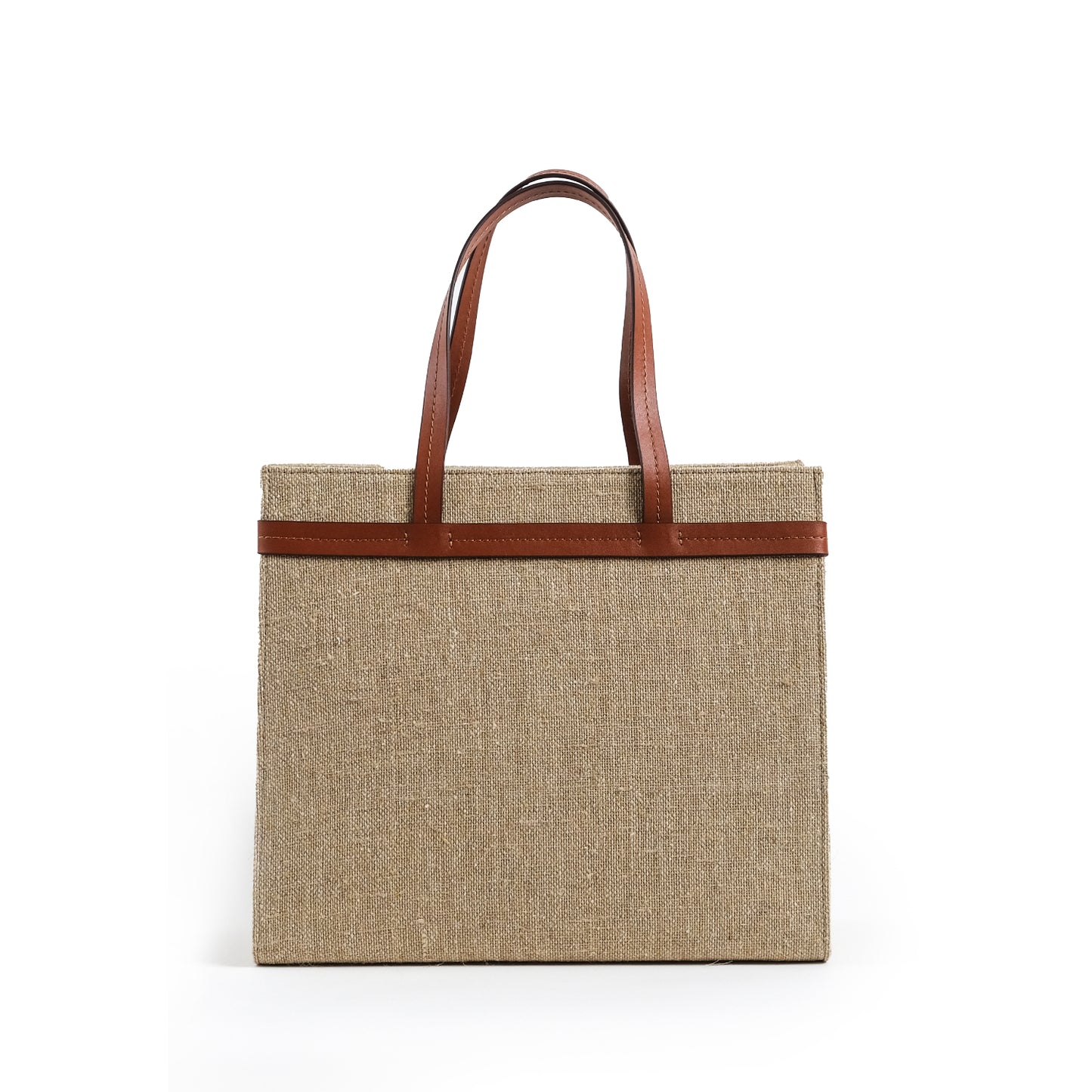 Fabric & Leather Tote Bag Large Coffee Sack