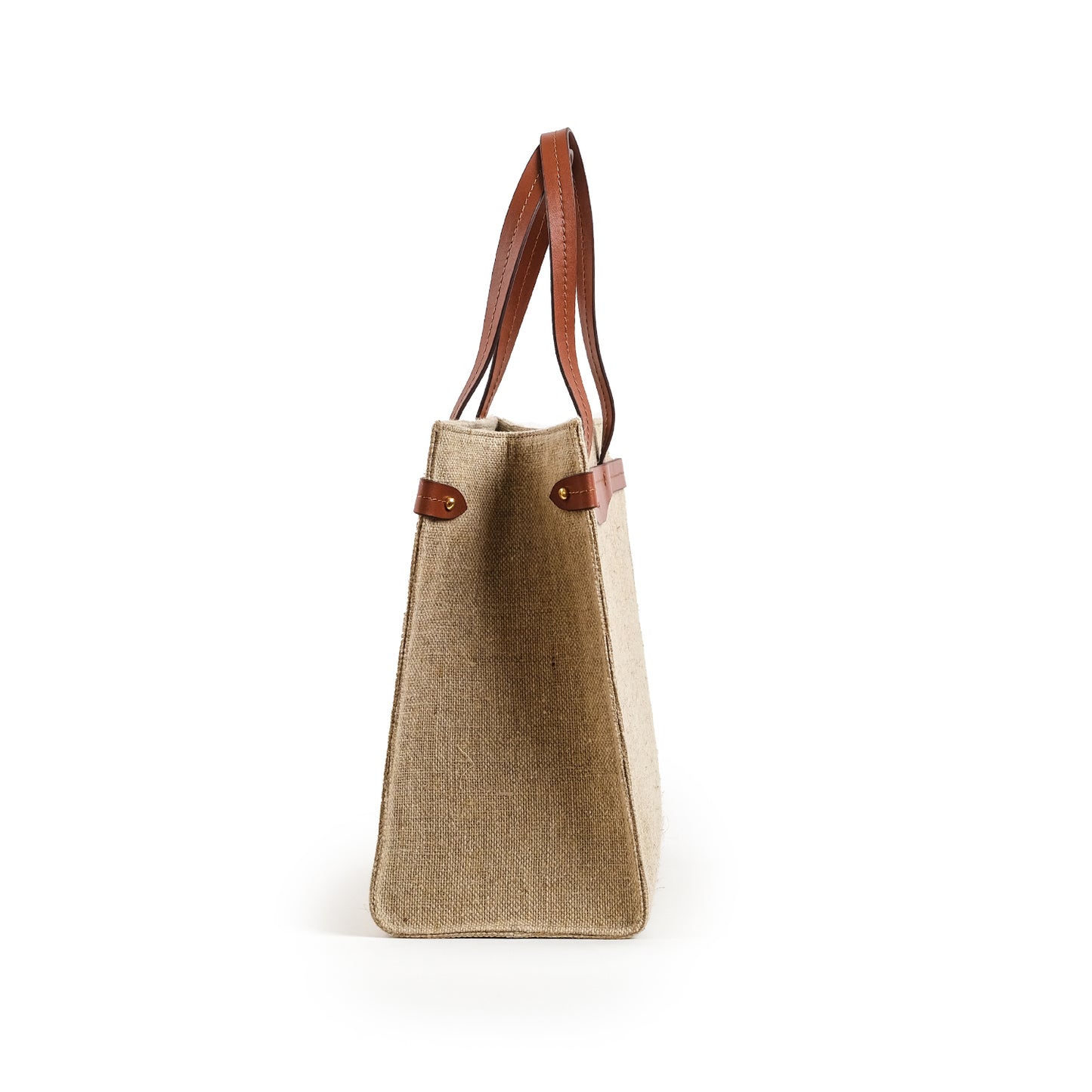 Fabric & Leather Tote Bag Large Coffee Sack