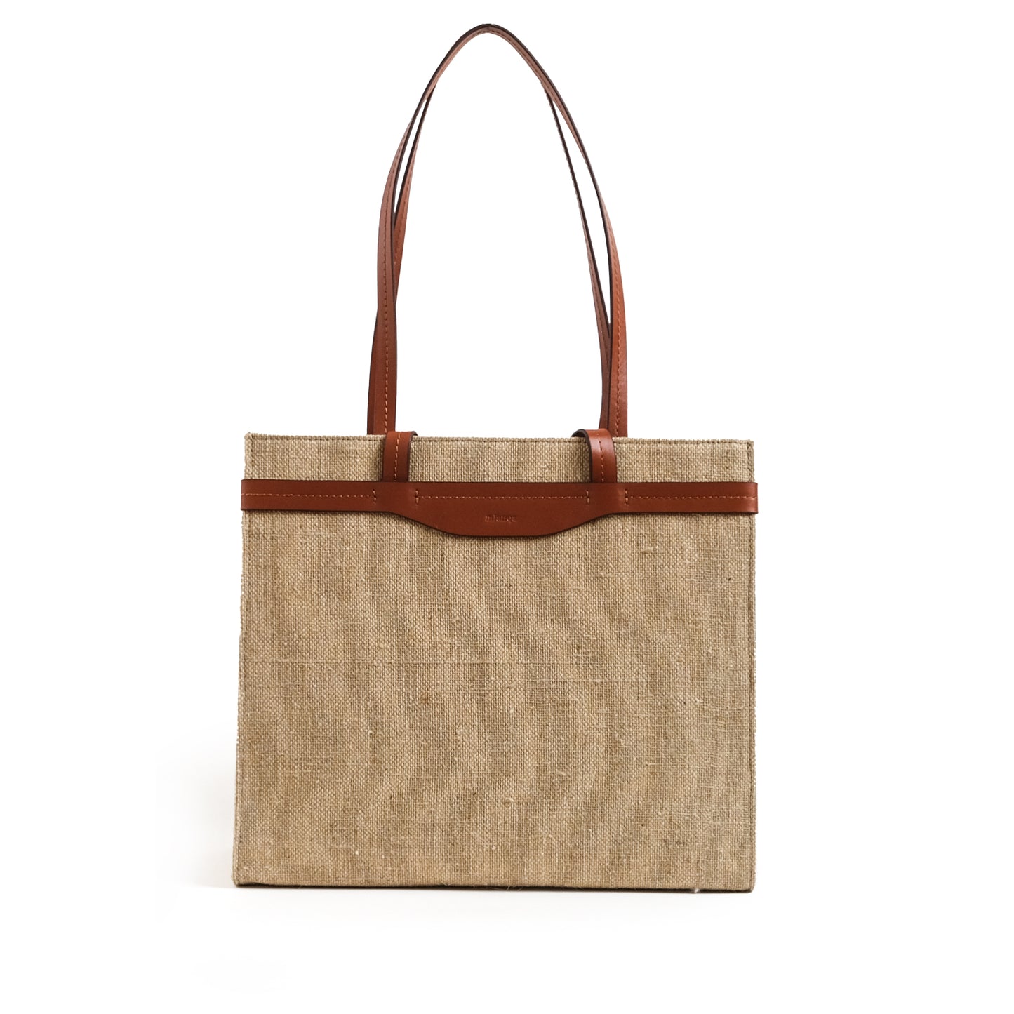 Fabric & Leather Tote Bag Large Coffee Sack