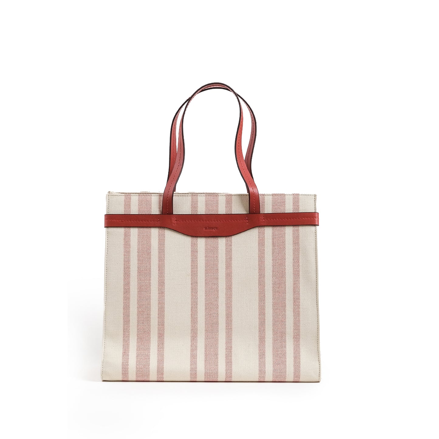 Fabric & Leather Tote Bag Large Red