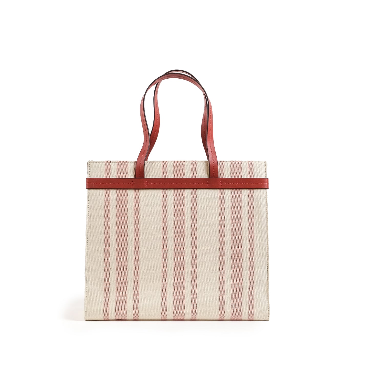 Fabric & Leather Tote Bag Large Red