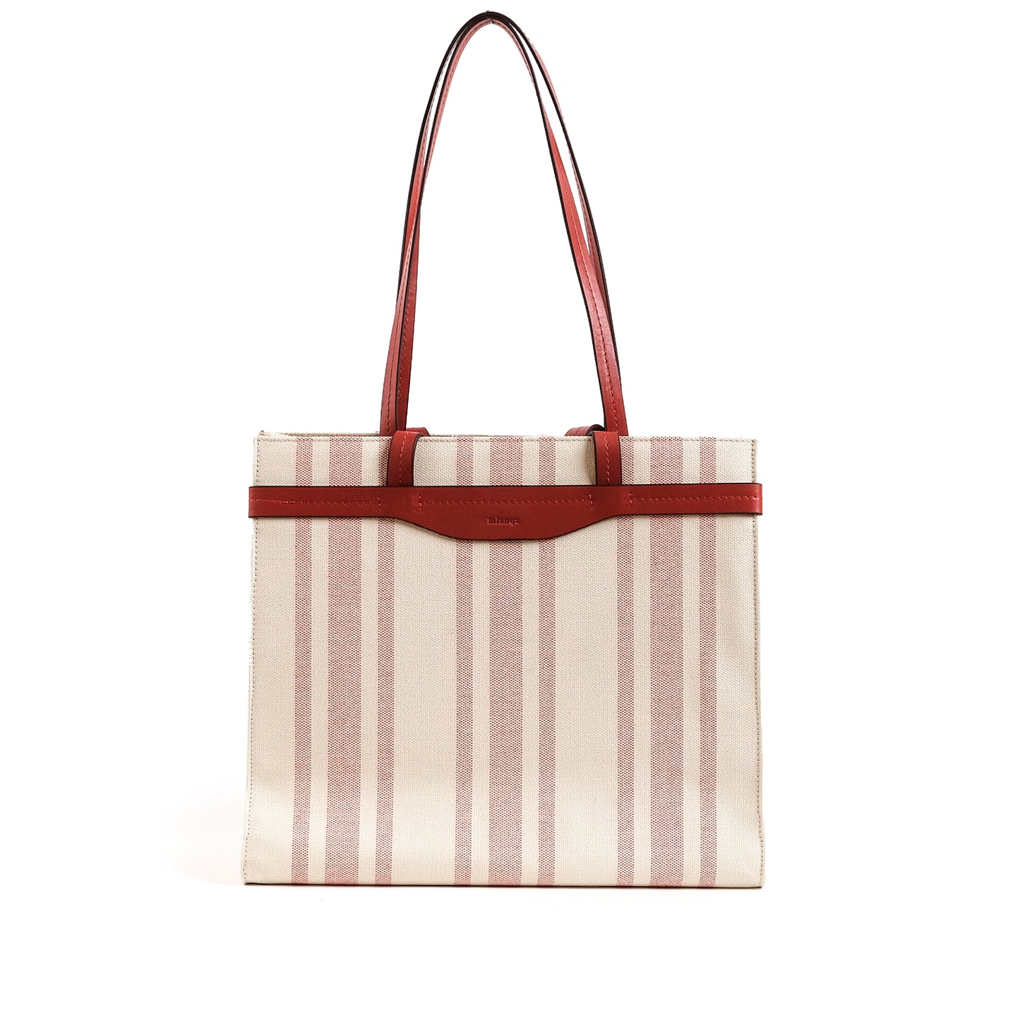 Fabric & Leather Tote Bag Large Red