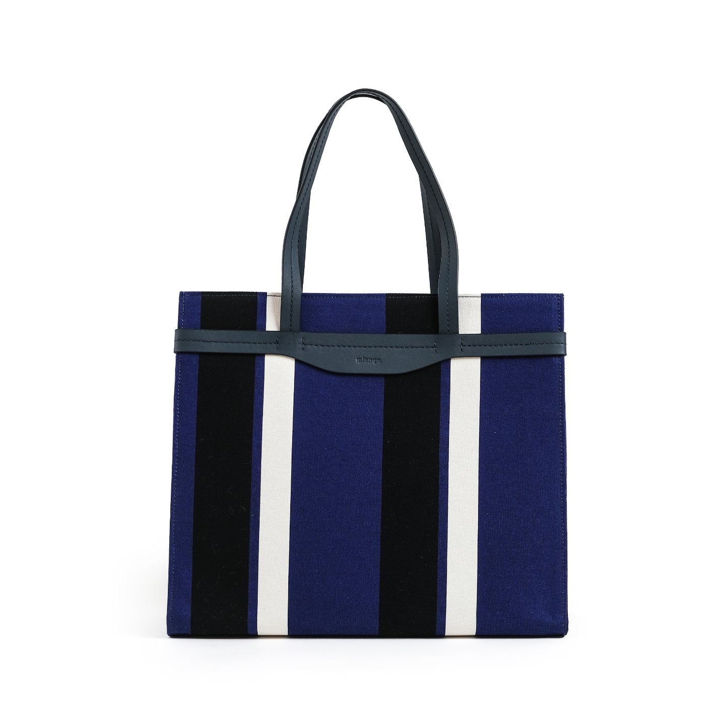Fabric & Leather Tote Bag Large Navy