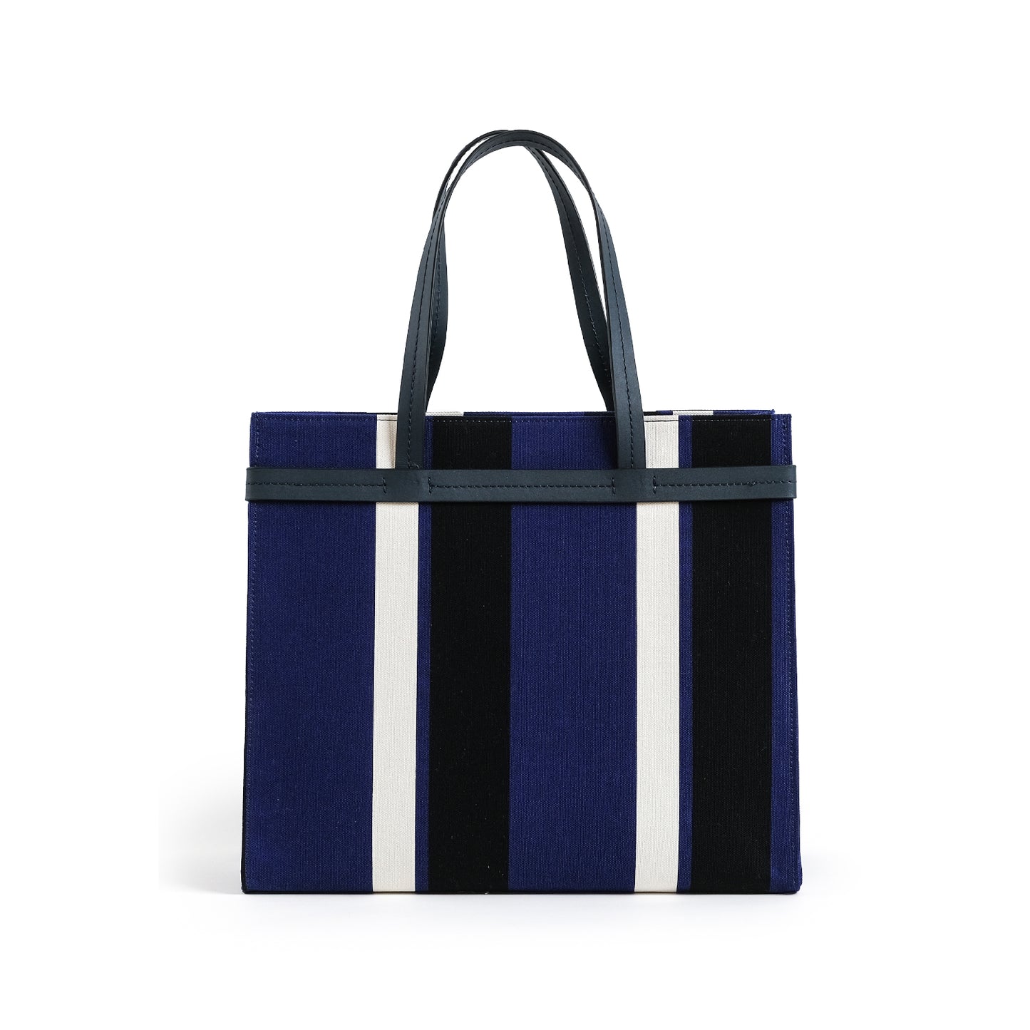 Fabric & Leather Tote Bag Large Navy