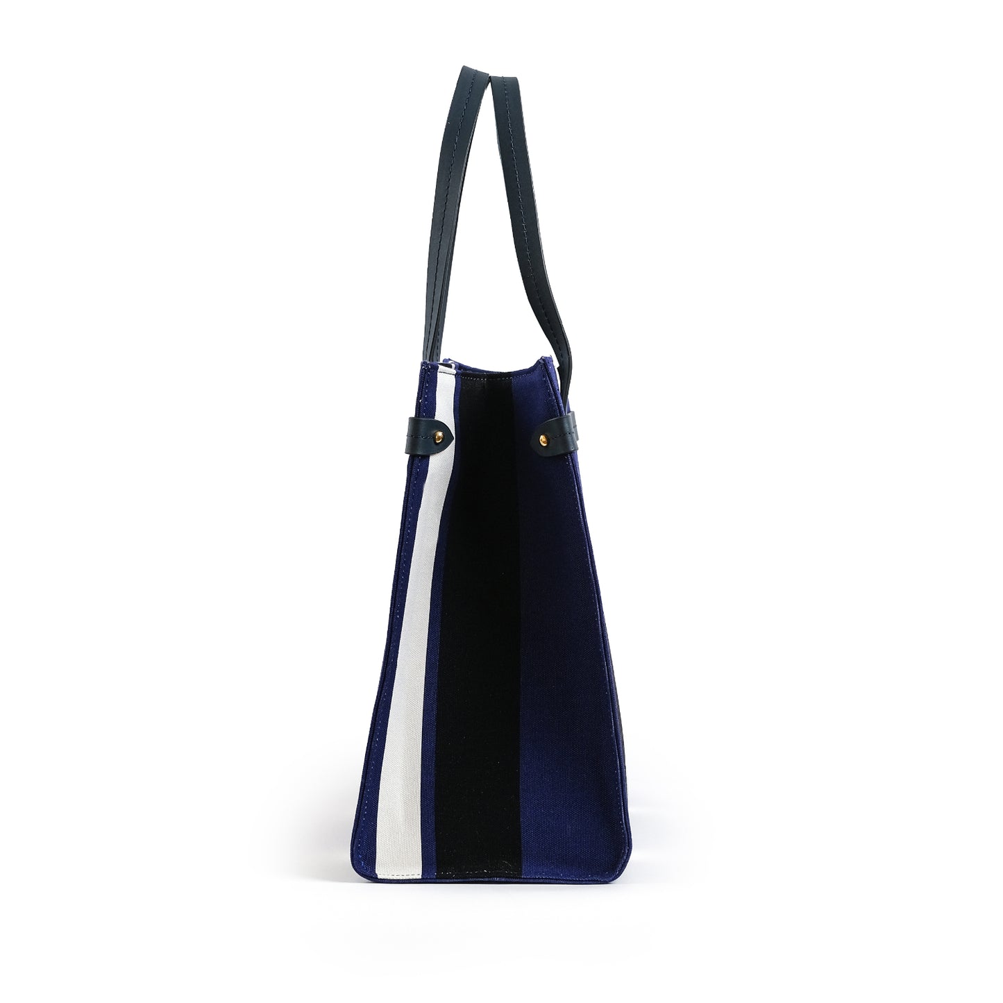 Fabric & Leather Tote Bag Large Navy