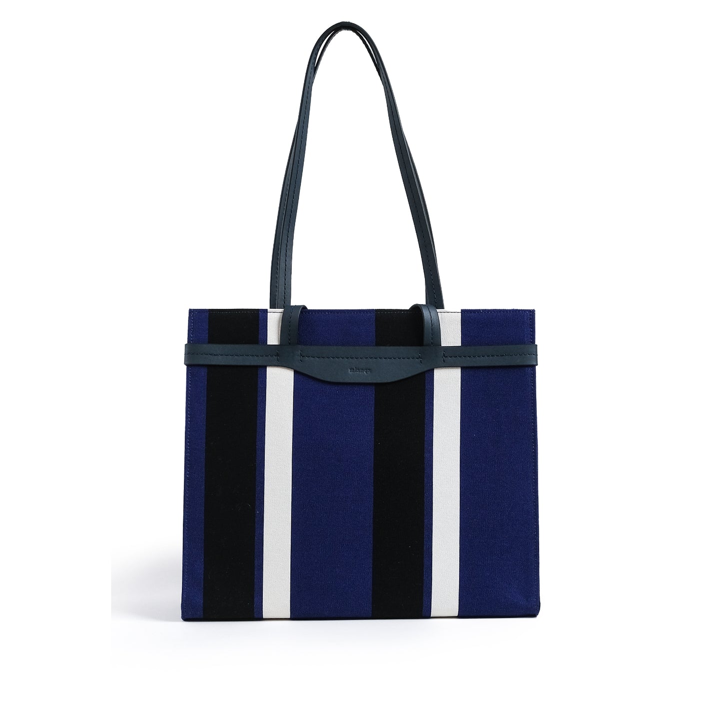 Fabric & Leather Tote Bag Large Navy