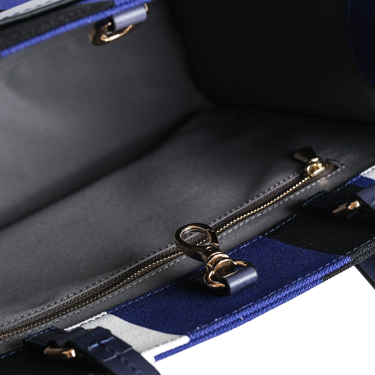 Fabric & Leather Tote Bag Large Navy