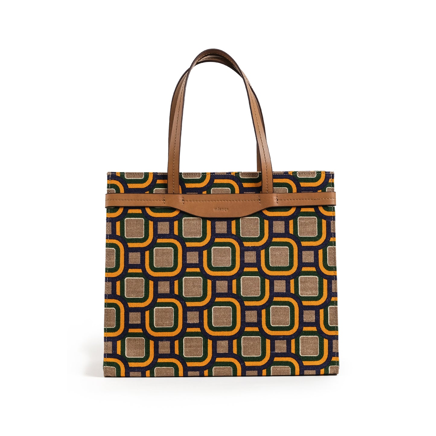 Fabric & Leather Tote Bag Large Mixed Colors