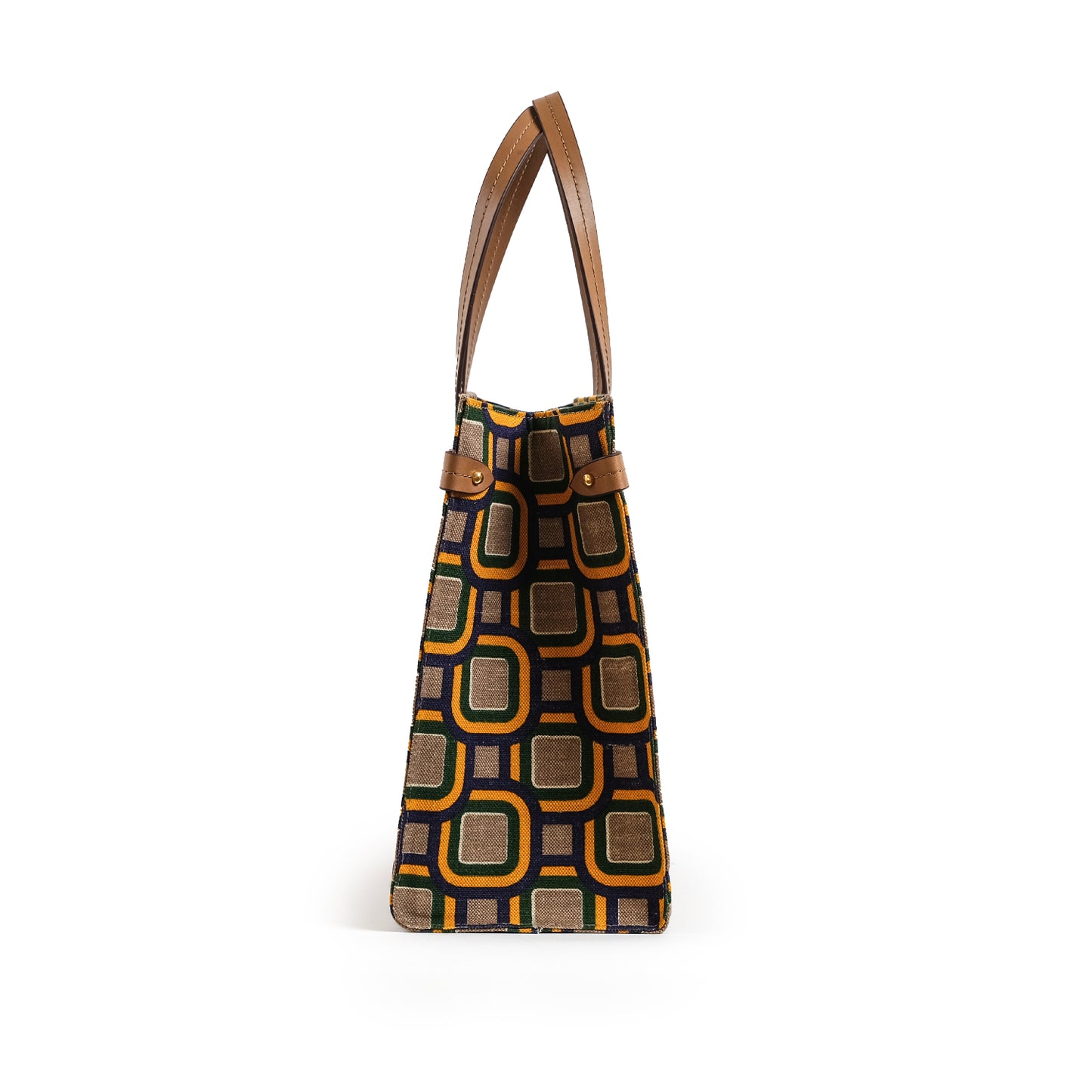 Fabric & Leather Tote Bag Large Mixed Colors
