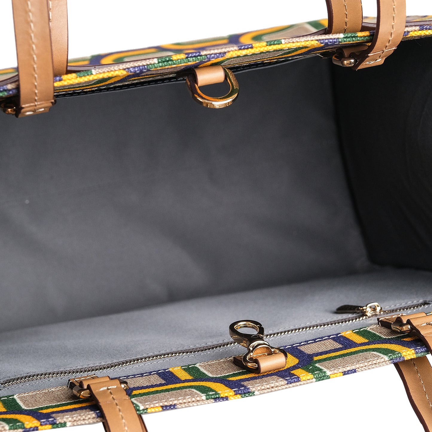 Fabric & Leather Tote Bag Large Mixed Colors