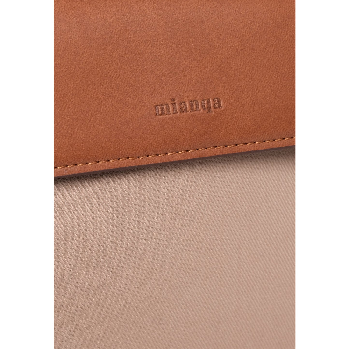 Vegan Apple Leather & Fabric Moon Shoulder Bag Beige