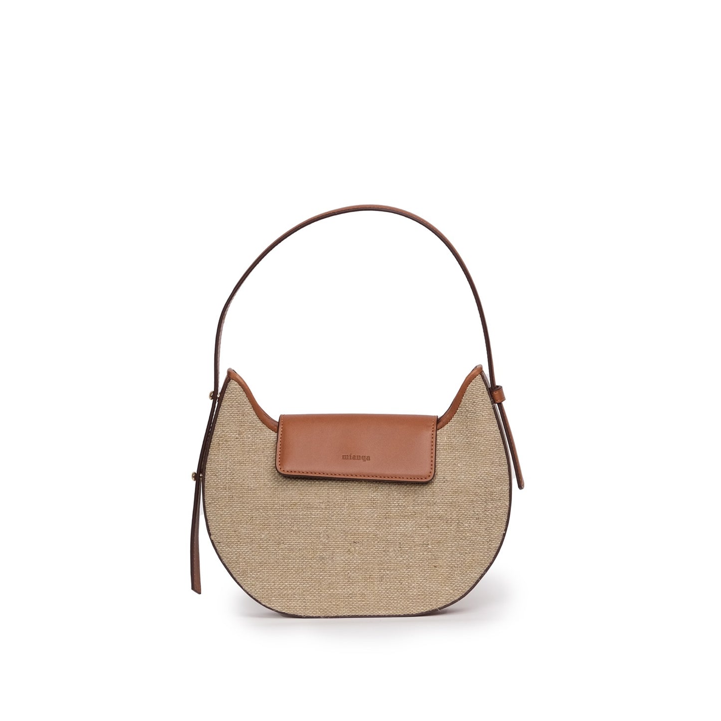 Vegan Apple Leather & Fabric Moon Shoulder Bag Jute