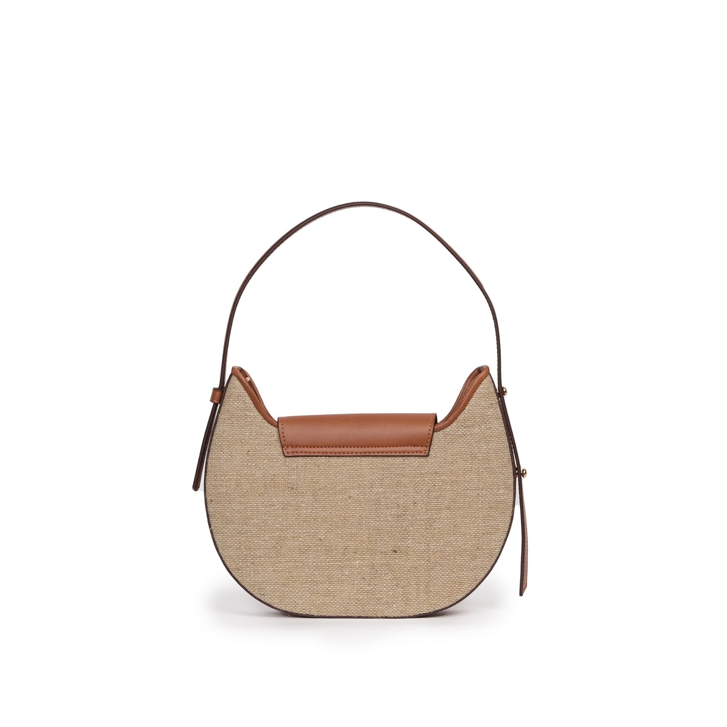 Vegan Apple Leather & Fabric Moon Shoulder Bag Jute