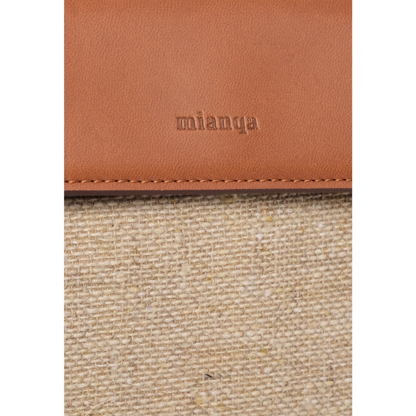 Vegan Apple Leather & Fabric Moon Shoulder Bag Jute