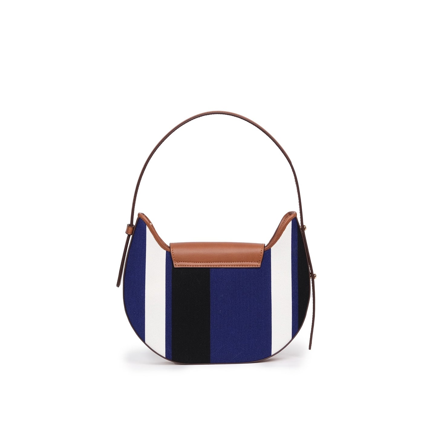 Vegan Apple Leather & Fabric Moon Shoulder Bag Navy