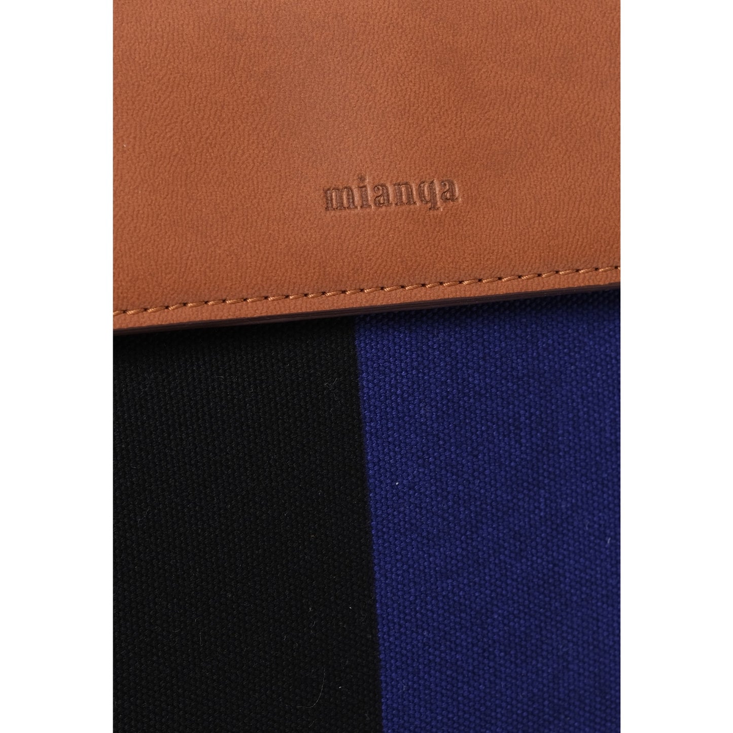 Vegan Apple Leather & Fabric Moon Shoulder Bag Navy