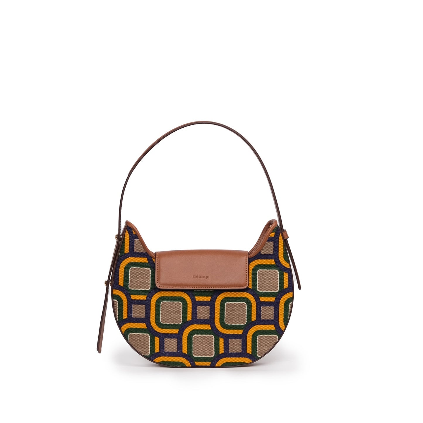 Vegan Apple Leather & Fabric Moon Shoulder Bag Mix Color