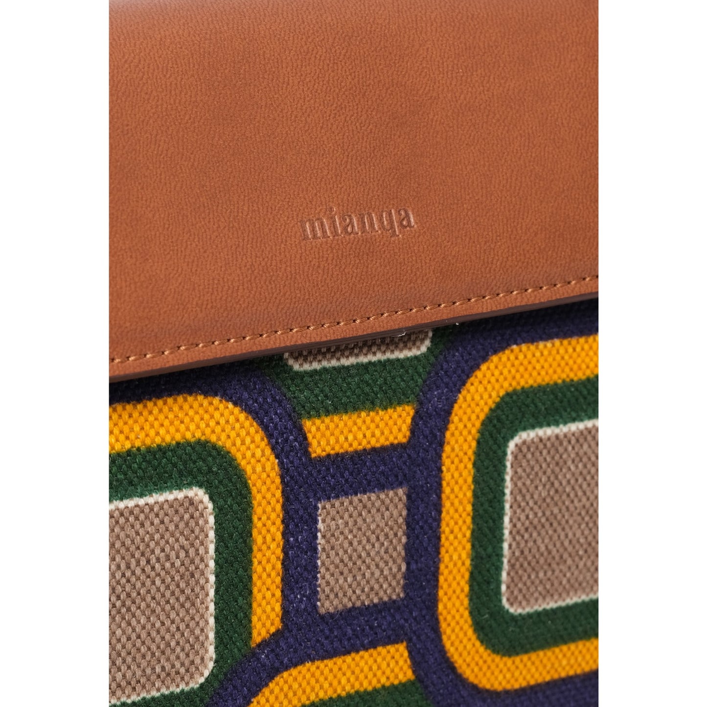 Vegan Apple Leather & Fabric Moon Shoulder Bag Mix Color