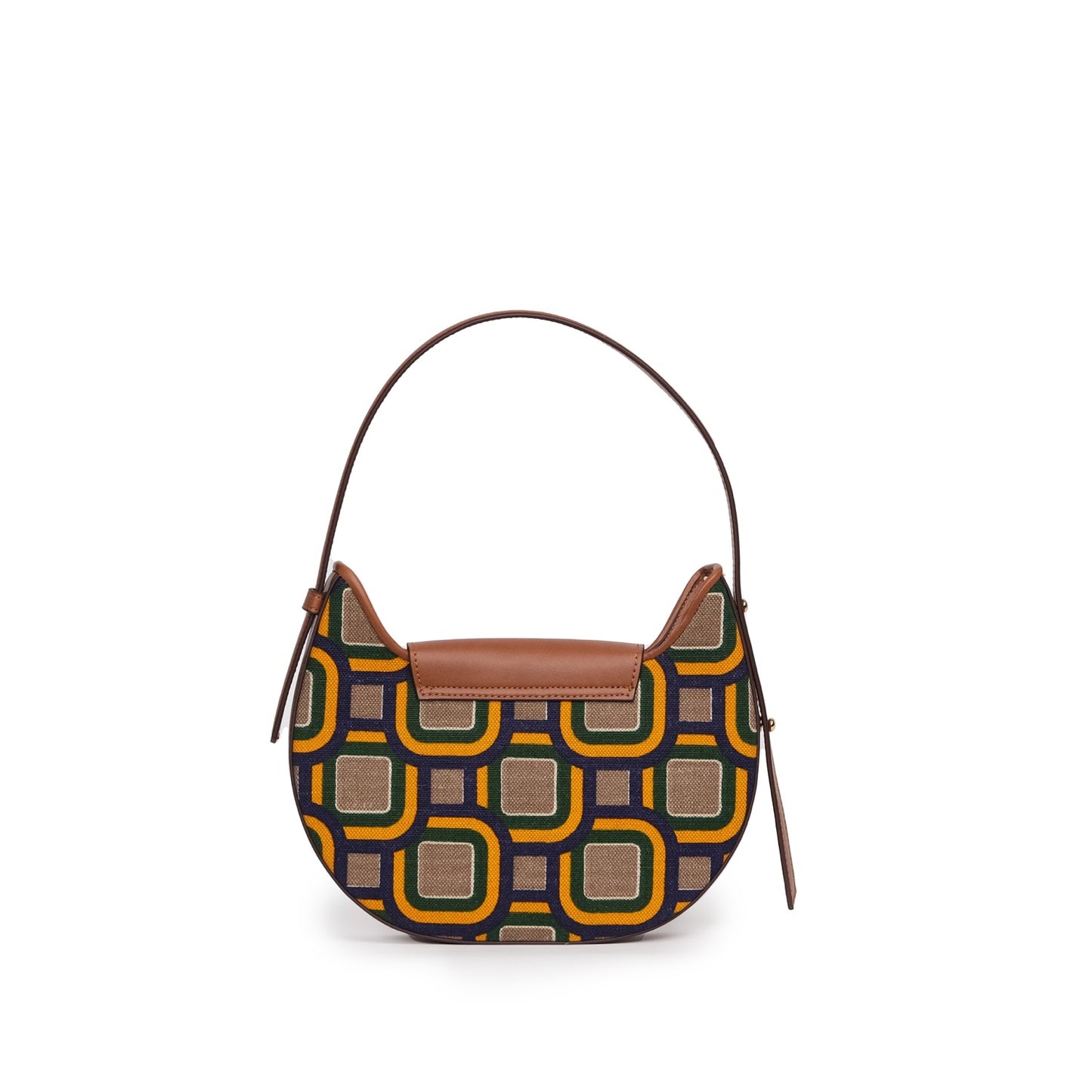 Vegan Apple Leather & Fabric Moon Shoulder Bag Mix Color