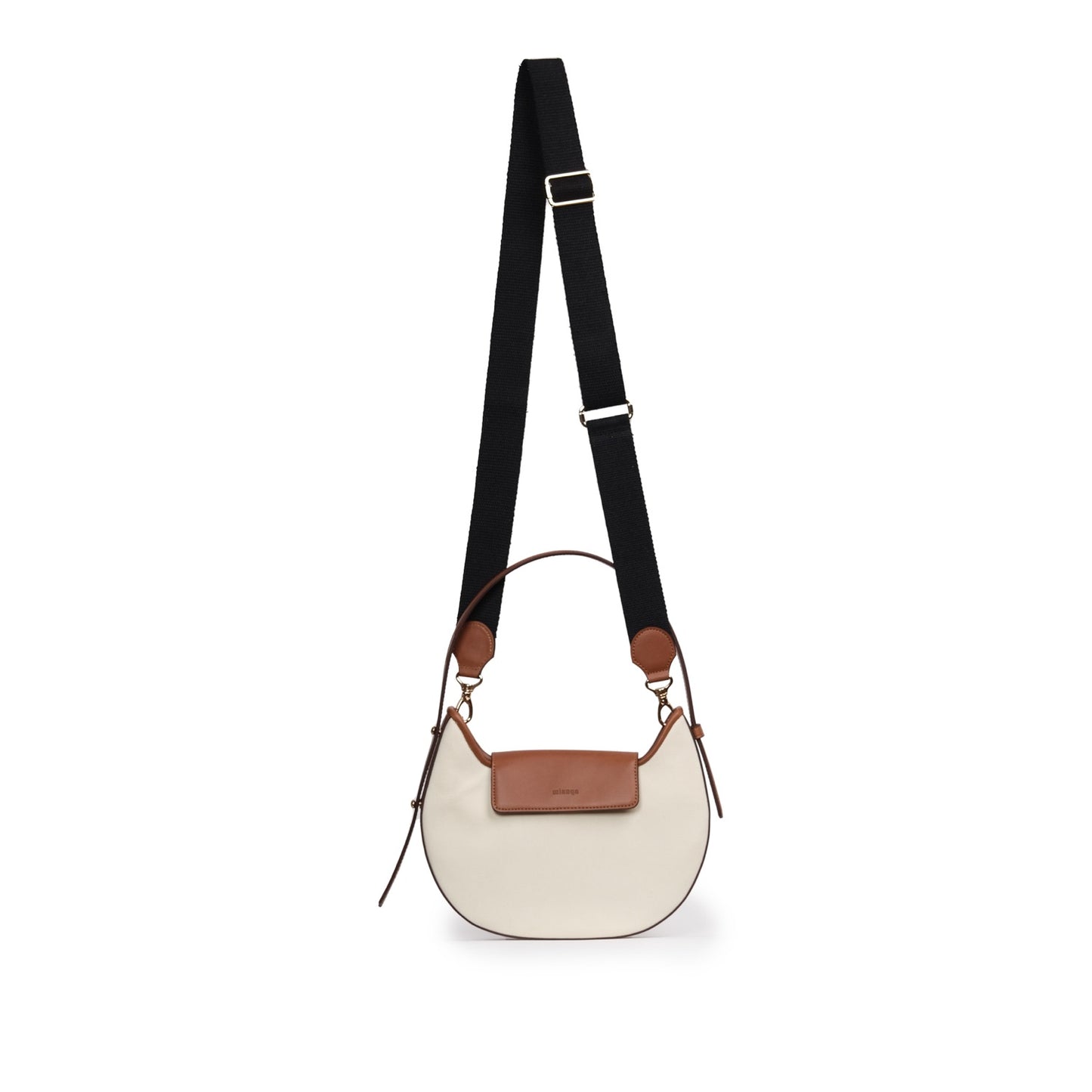 Vegan Apple Leather & Fabric Moon Shoulder Bag White