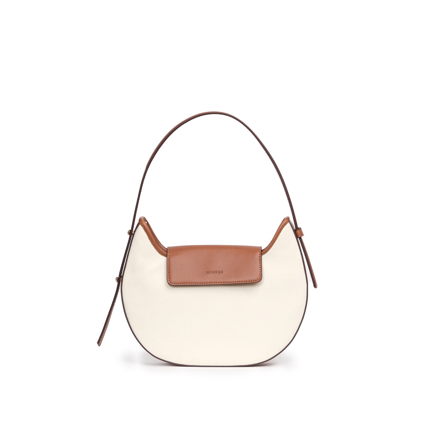 Vegan Apple Leather & Fabric Moon Shoulder Bag White