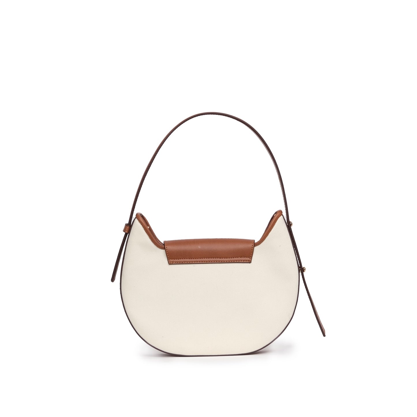 Vegan Apple Leather & Fabric Moon Shoulder Bag White