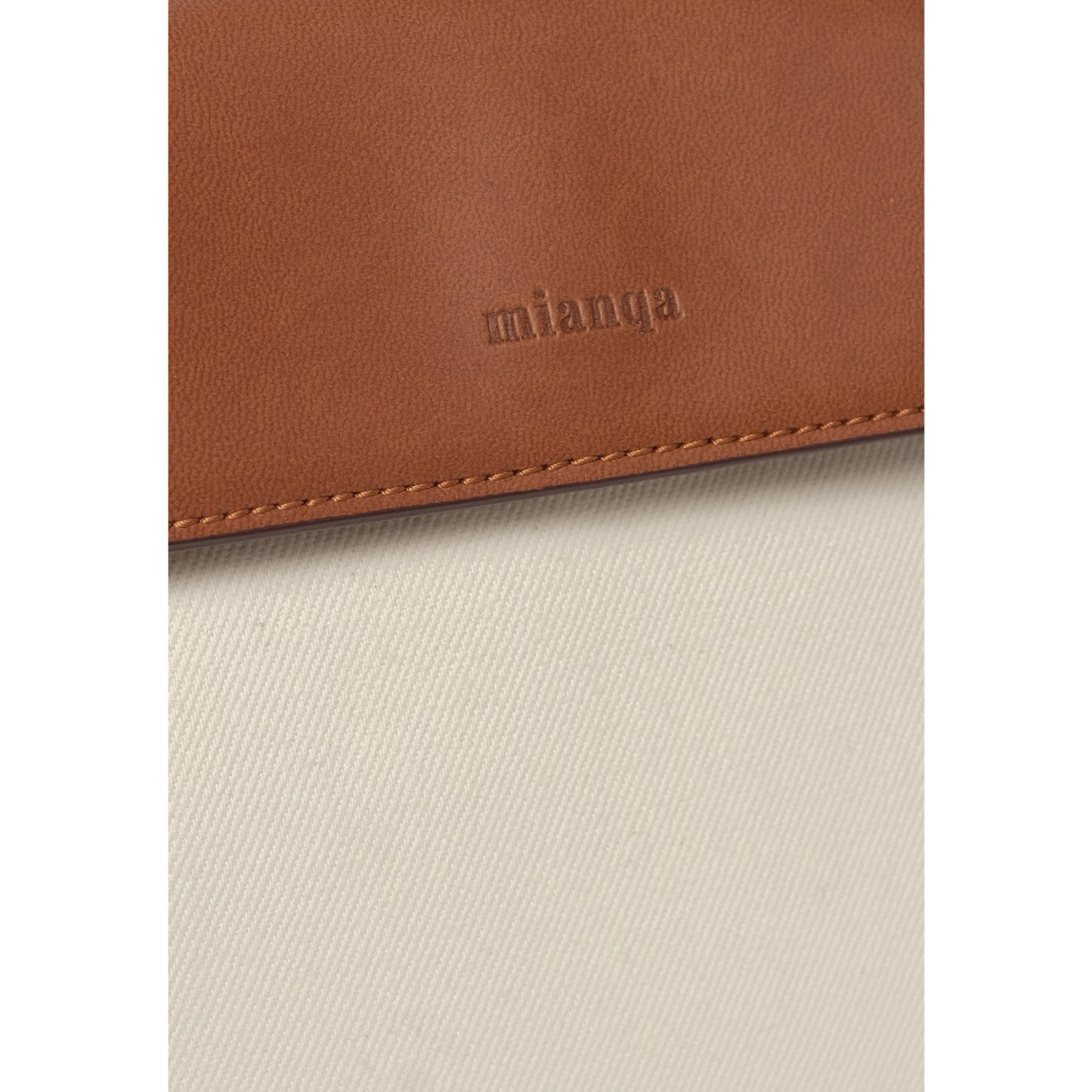 Vegan Apple Leather & Fabric Moon Shoulder Bag White
