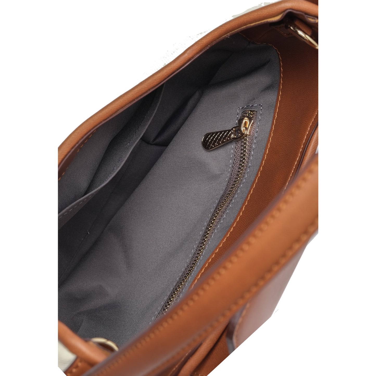 Vegan Apple Leather & Fabric Moon Shoulder Bag White