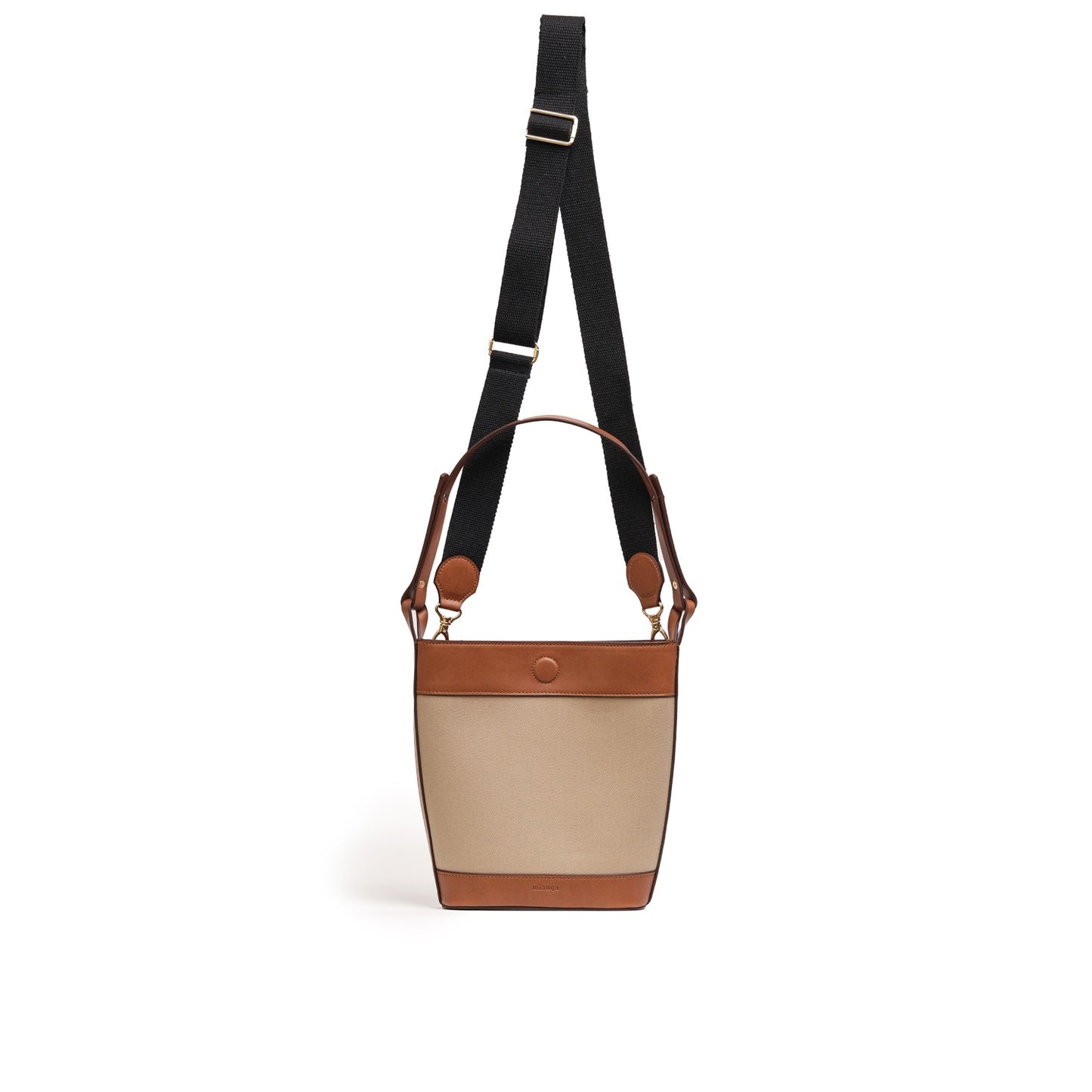 Vegan Apple Leather & Fabric Bucket Shoulder & Crossbody Bag Beige