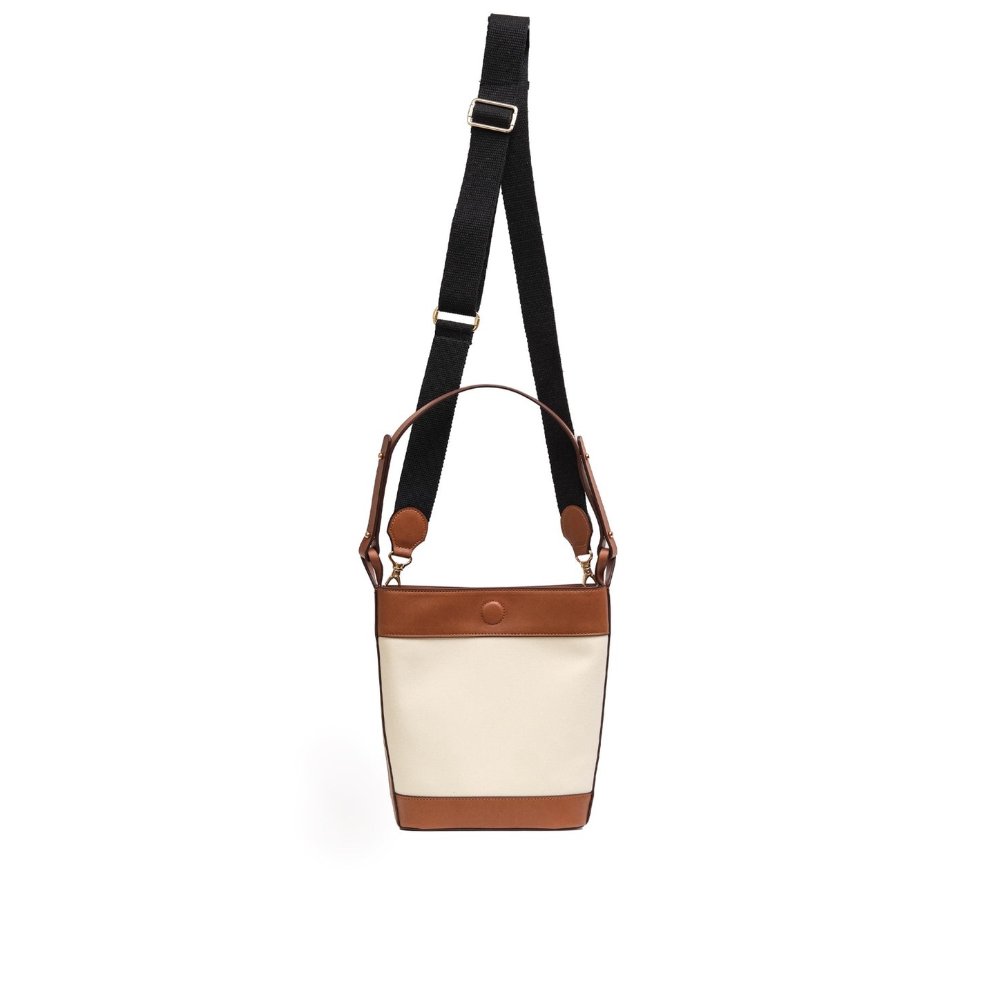 Leather & Fabric Bucket Shoulder & Crossbody Bag White