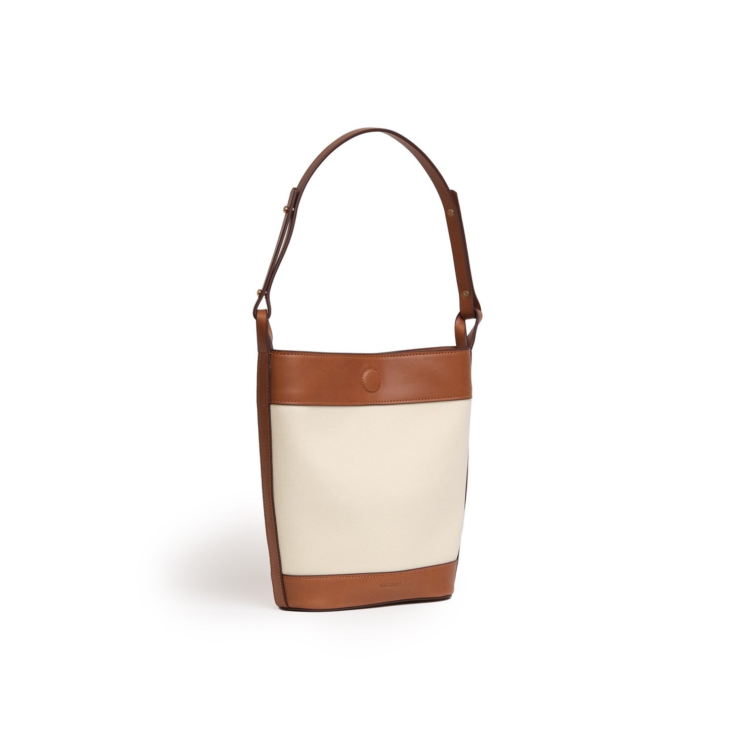 Leather & Fabric Bucket Shoulder & Crossbody Bag White