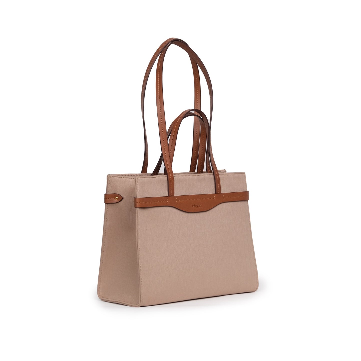 Vegan Apple Leather & Fabric Medium Tote Beige