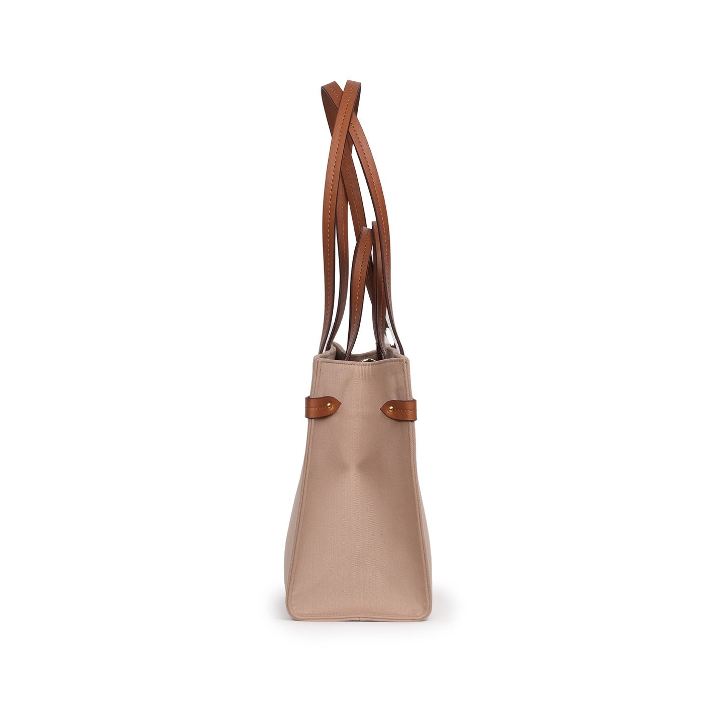 Vegan Apple Leather & Fabric Medium Tote Beige