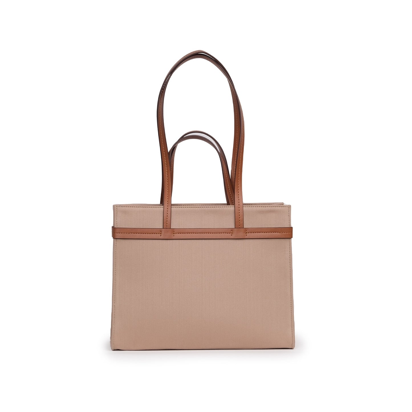 Vegan Apple Leather & Fabric Medium Tote Beige