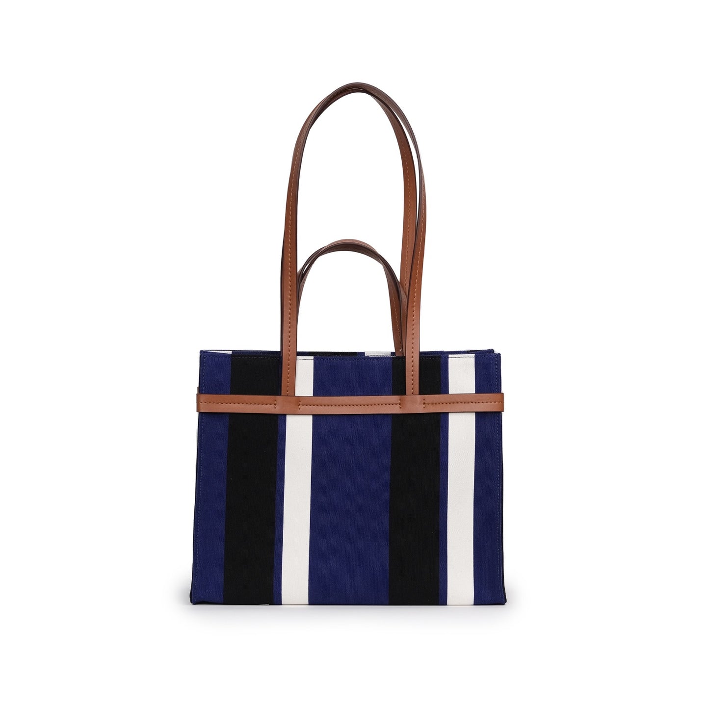 Vegan Apple Leather & Fabric Medium Tote Navy