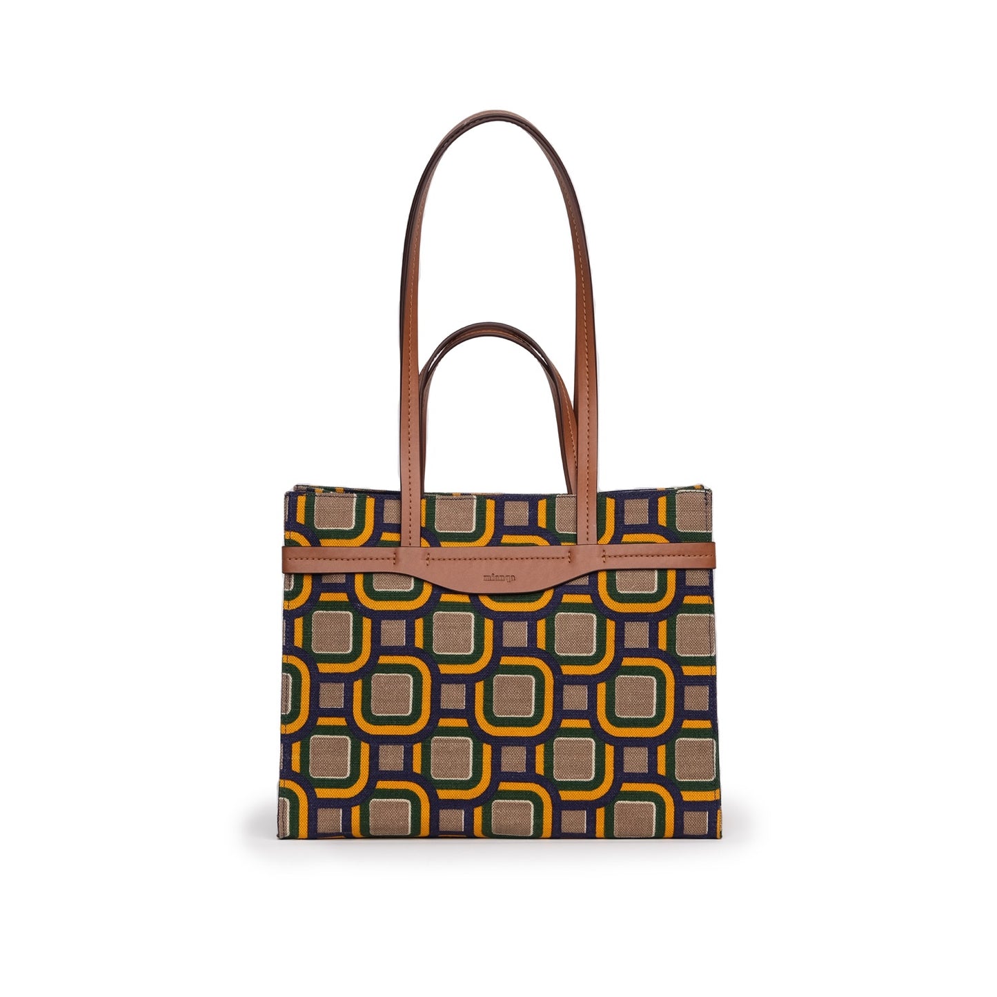 Vegan Apple Leather & Fabric Medium Tote Mixed Color