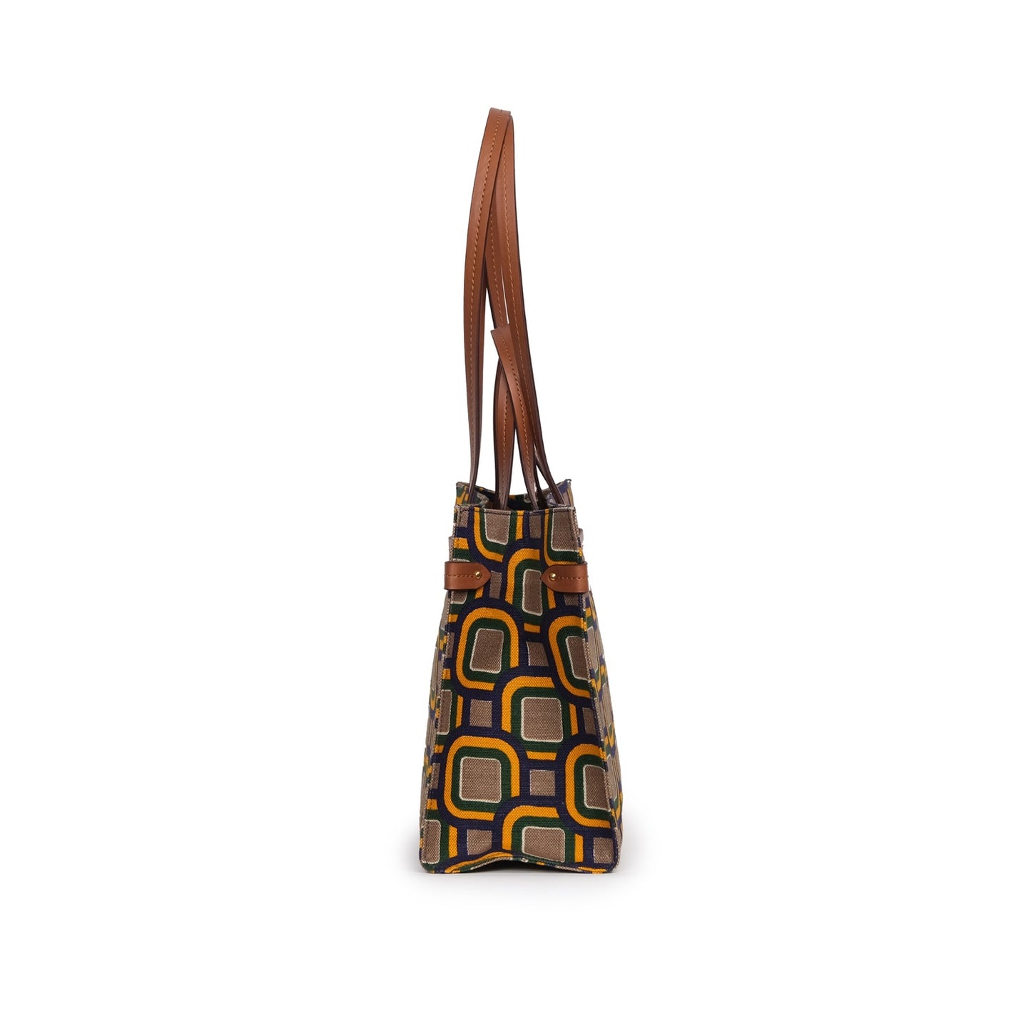 Vegan Apple Leather & Fabric Medium Tote Mixed Color