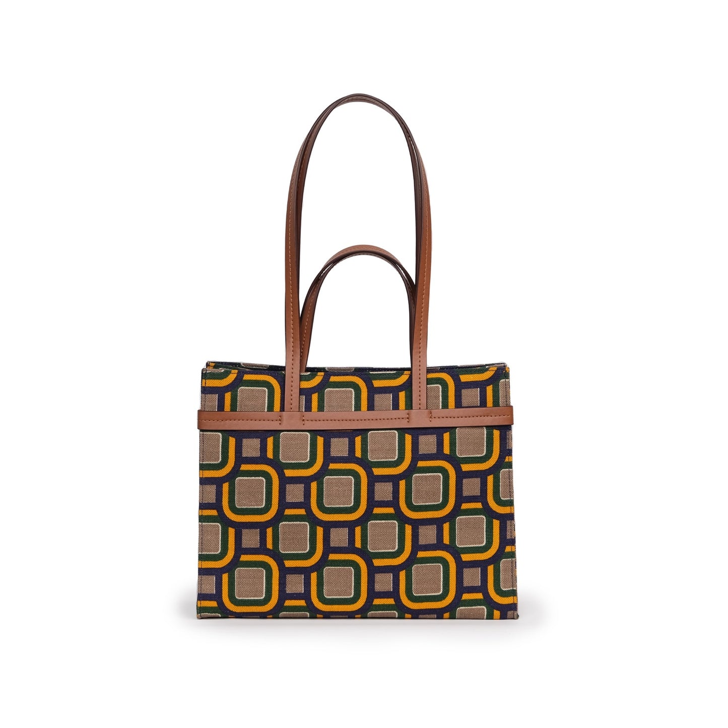 Vegan Apple Leather & Fabric Medium Tote Mixed Color