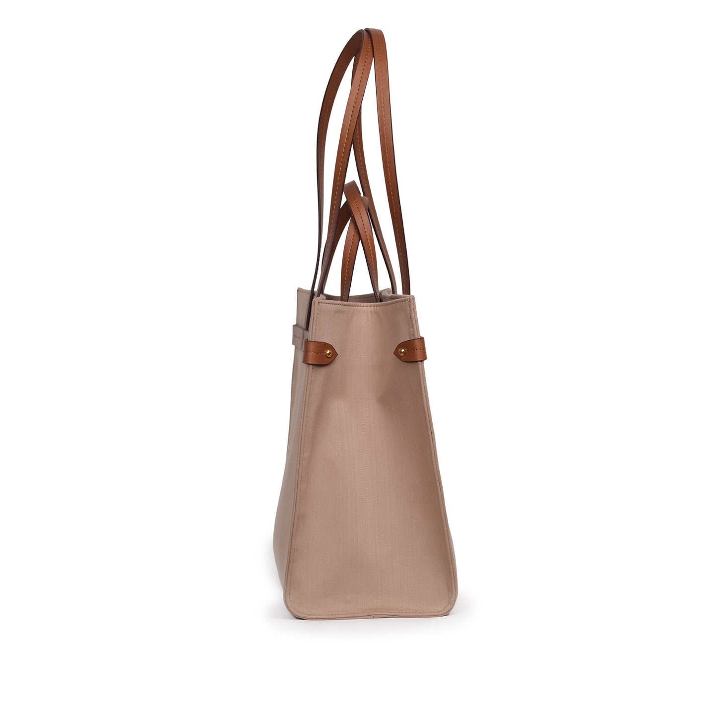 Vegan Apple Leather & Fabric Large Tote Beige