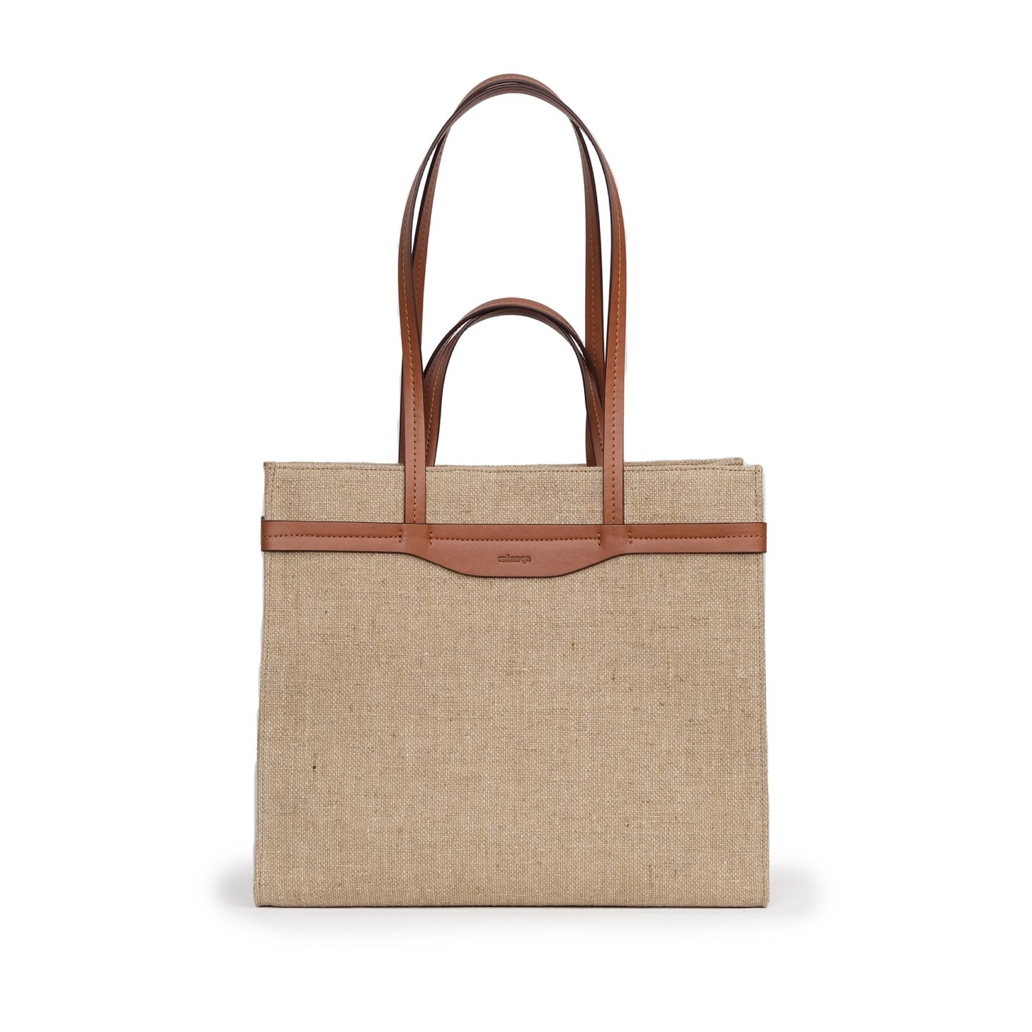 Vegan Apple Leather & Fabric Large Tote Jute