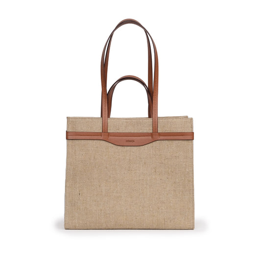 Vegan Apple Leather & Fabric Large Tote Jute