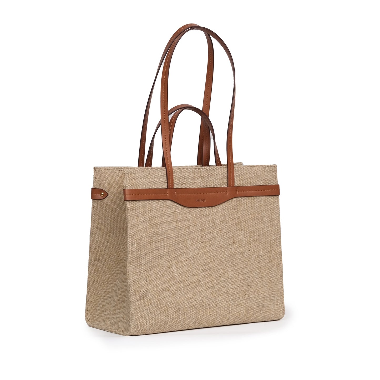 Vegan Apple Leather & Fabric Large Tote Jute