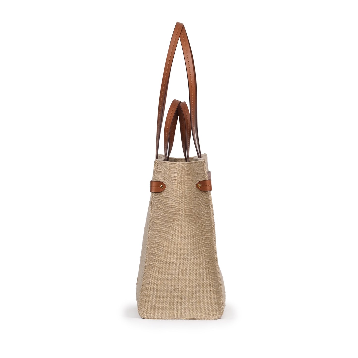 Vegan Apple Leather & Fabric Large Tote Jute
