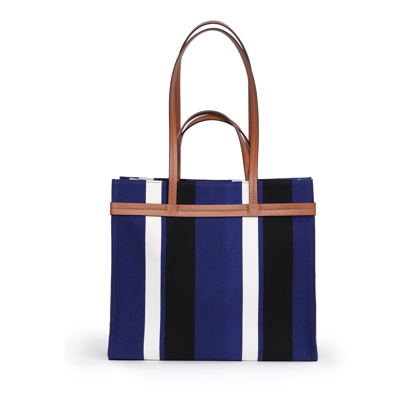 Vegan Apple Leather & Fabric Large Tote Navy