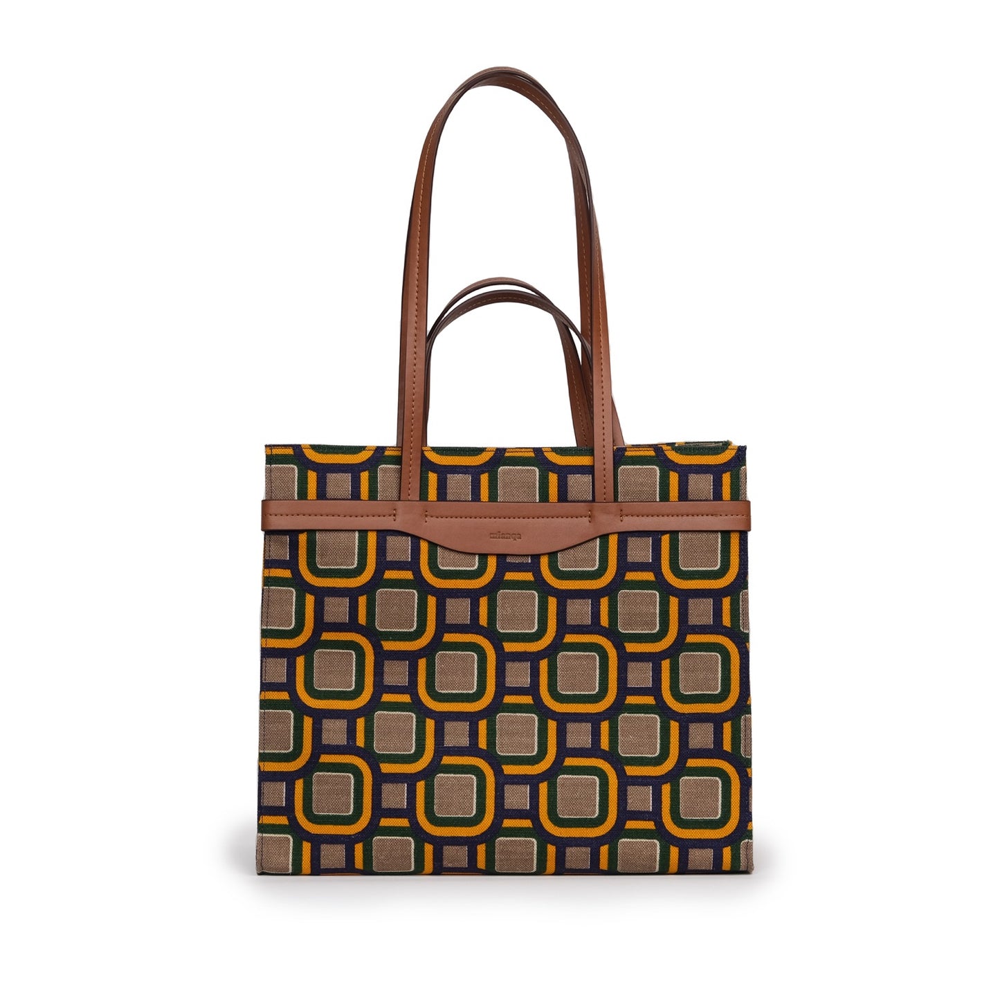 Vegan Apple Leather & Fabric Large Tote Mix Color